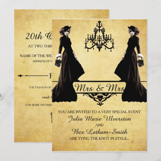 Lesbian Wedding - Gothic Steampunk Style Kaart (Voorkant / Achterkant)