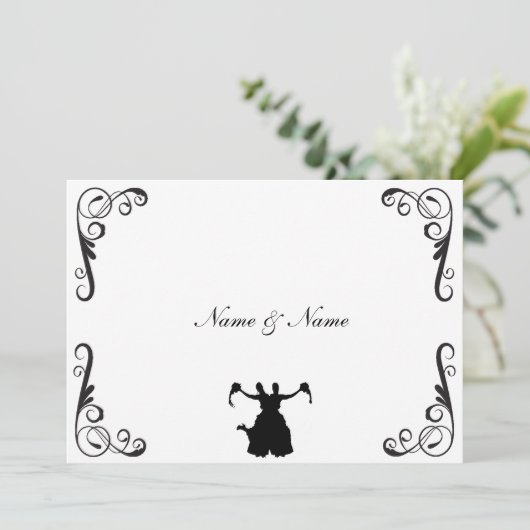 Lesbian Wedding Invite - Two Brides Black & White Kaart (Staand voorkant)