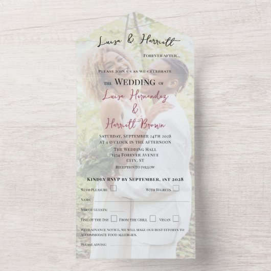 Lesbian Wedding Photo All In One Uitnodiging (Binnen)