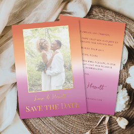 Lesbian Wedding Photo Pride Flag Gradient Gold Folie Uitnodiging