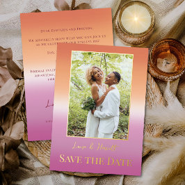 Lesbian Wedding Photo Pride Flag Gradient Gold Folie Uitnodiging