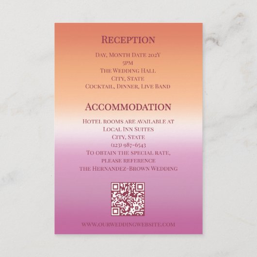 Lesbian Wedding Photo Pride Flag Gradient Informatiekaartje (Achterkant)