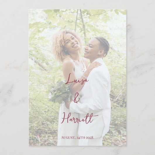 Lesbian Wedding Photo Pride Flag Gradient Menu (Voorkant)