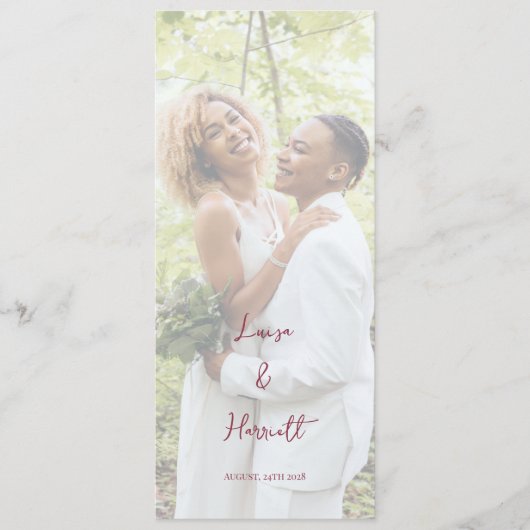 Lesbian Wedding Photo Pride Flag Gradient Menu (Voorkant)