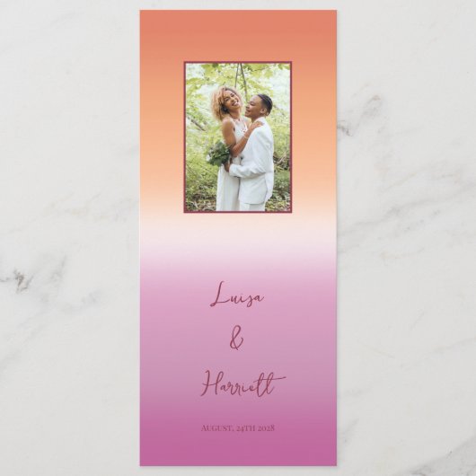 Lesbian Wedding Photo Pride Flag Gradient Menu (Voorkant)