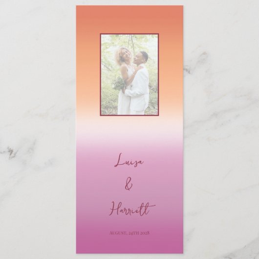 Lesbian Wedding Photo Pride Flag Gradient Menu (Voorkant)