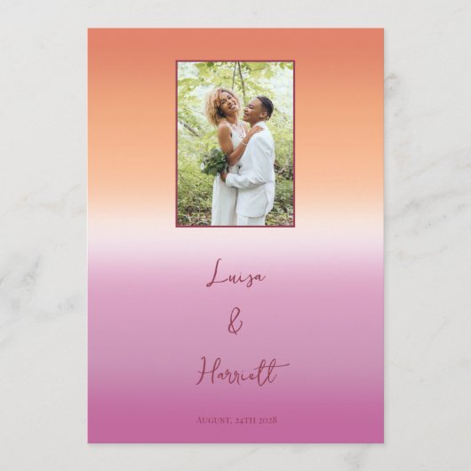 Lesbian Wedding Photo Pride Flag Gradient Menu (Voorkant)