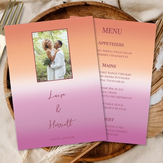 Lesbian Wedding Photo Pride Flag Gradient Menu