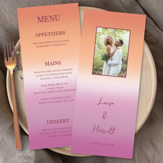 Lesbian Wedding Photo Pride Flag Gradient Menu