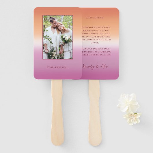 Lesbian Wedding Photo Pride Flag Gradient Program Handwaaier (Voorkant en achterkant)