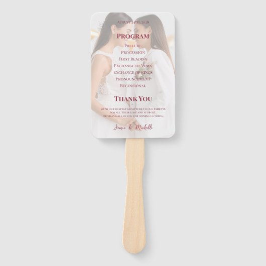 Lesbian Wedding Photo Pride Flag Gradient Program Handwaaier (Voorkant)