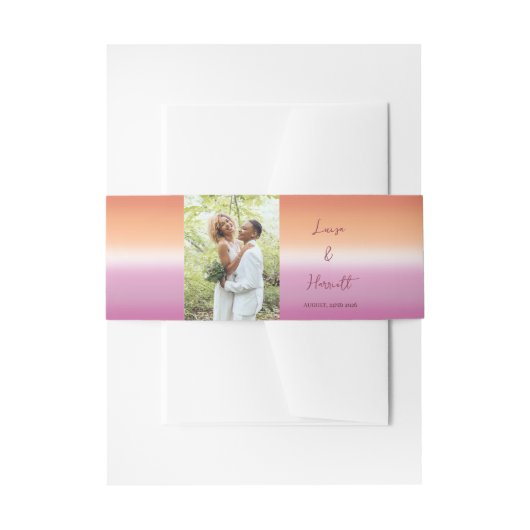 Lesbian Wedding Photo Pride Flag Gradient Uitnodigingen Wikkel (Voorkant Voorbeeld)