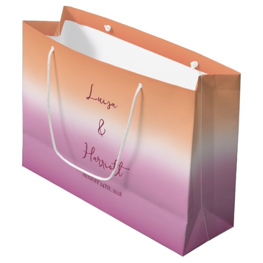 Lesbian Wedding Pride Flag Gradient Large Groot Cadeauzakje (Voorkant Gekanteld)