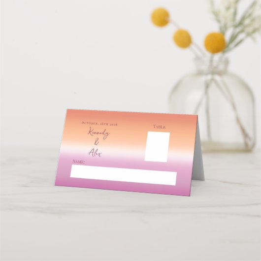 Lesbian Wedding Pride Flag Gradient Place Cards Plaatskaartje (Voorkant)