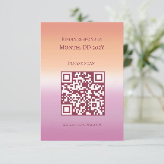 Lesbian Wedding Pride Flag Gradient QR Code RSVP Kaartje (Staand voorkant)