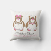 Lesbian Wedding Teddy Bear Brides cadeau Kussen (Achterkant)