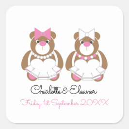 Lesbian Wedding Teddy Bear Brides cadeau of gunst  Vierkante Sticker