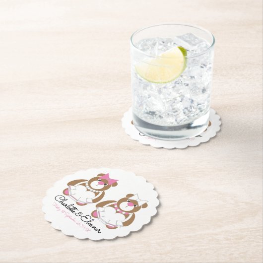 Lesbian Wedding Teddy Bear Brides Kartonnen Onderzetters (Insitu)