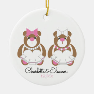 Lesbian Wedding Teddy Bear Brides Keramisch Ornament