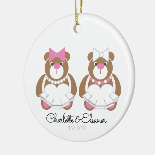 Lesbian Wedding Teddy Bear Brides Keramisch Ornament (Links)