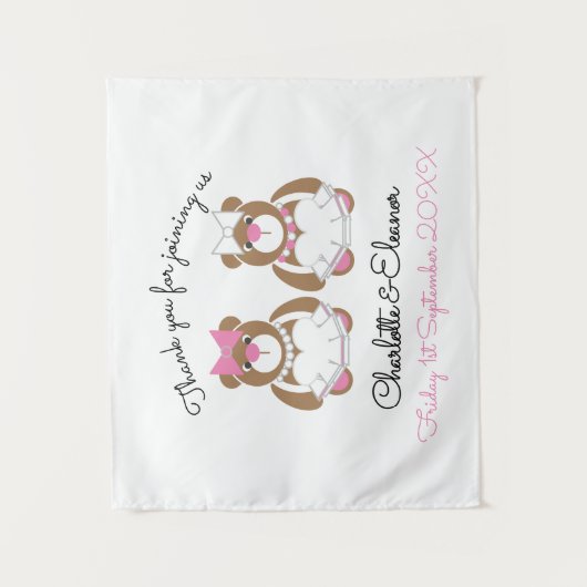 Lesbian Wedding Teddy Bear Brides Wandkleed (Voorkant)