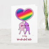 Lesbian Wife Jubileum Rainbow Cats Card Kaart (Voorkant)