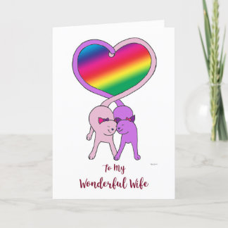 Lesbian Wife Jubileum Rainbow Cats Card Kaart