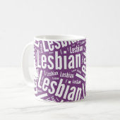 LESBIAN WORD PATTERN WHITE -.png Koffiemok (Voorkant links)