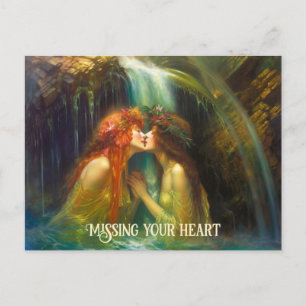 Lesbianen in vallend water briefkaart