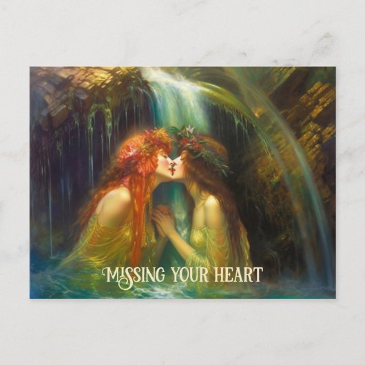 Lesbianen in vallend water briefkaart (Voorkant)