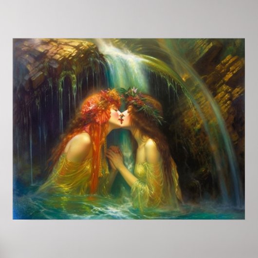 Lesbianen in vallend water poster (Voorkant)