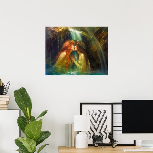 Lesbianen in vallend water poster (Thuiskantoor)
