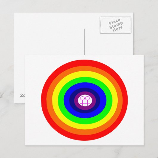 Lesbians Briefkaart rond de regenboog (Voorkant / Achterkant)