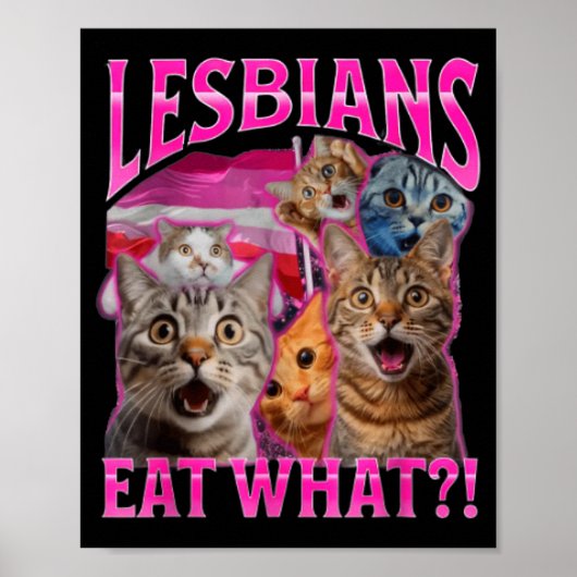 Lesbians Eat What_ Funny Cat Rude Gay Pride Lgbtq  Poster (Voorkant)