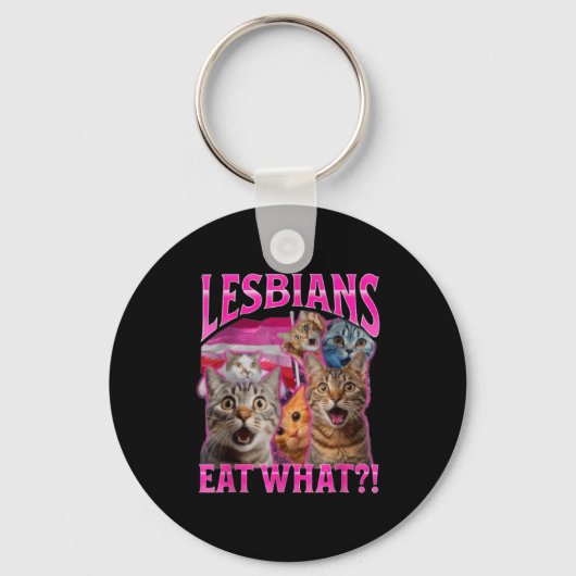 Lesbians Eat What_ Funny Cat Rude Gay Pride Lgbtq  Sleutelhanger (Voorkant)