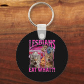 Lesbians Eat What_ Funny Cat Rude Gay Pride Lgbtq  Sleutelhanger (Voorkant)