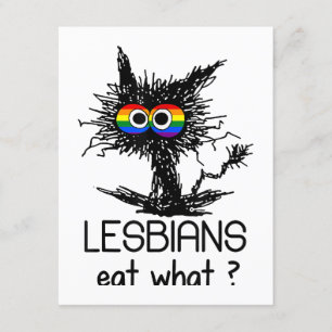 Lesbians eten wat kat Funny Humor pun LGBTQ Pride Informatiekaartje