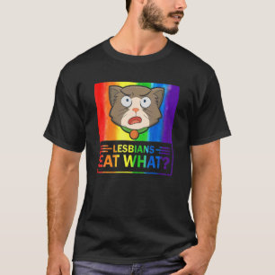 Lesbians eten wat kat Humor pun lgbtq Pride Flag T-shirt