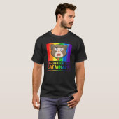 Lesbians eten wat kat Humor pun lgbtq Pride Flag T-shirt (Voorkant volledig)