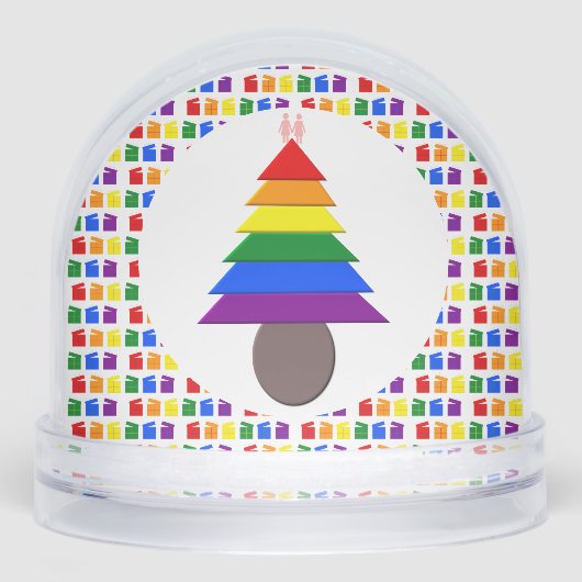 Lesbians Rainbow Christmas Tree and Presents Sneeuwbol (Voorkant)