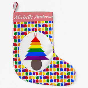 Lesbians Regenboogkerstboom en Cadeaus Kleine Kerstsok