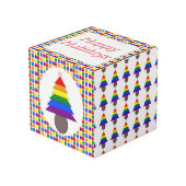 Lesbians Regenboogkerstboom en Cadeaus Kubus (Voorkant hoekig)