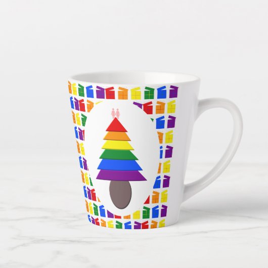 Lesbians Regenboogkerstboom en Cadeaus Latte Mok (Rechts)