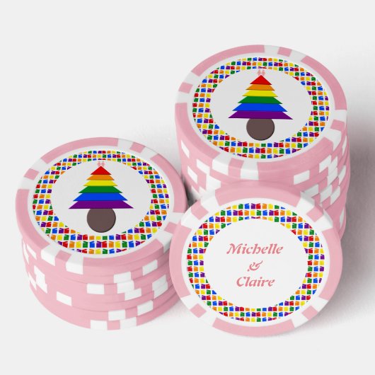 Lesbians Regenboogkerstboom en Cadeaus Poker Chips (Opstapeling)