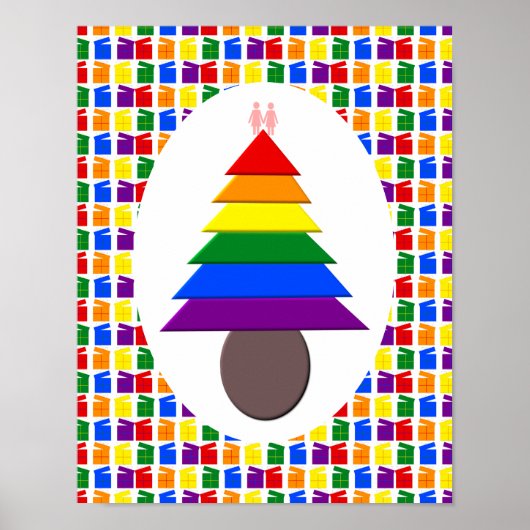 Lesbians Regenboogkerstboom en Cadeaus Poster (Voorkant)