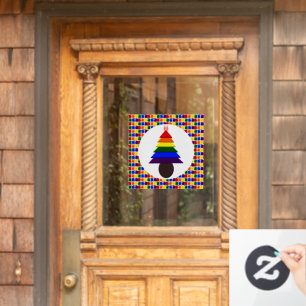 Lesbians Regenboogkerstboom en Cadeaus Raamsticker