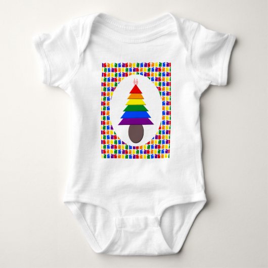 Lesbians Regenboogkerstboom en Cadeaus Romper (Voorkant)