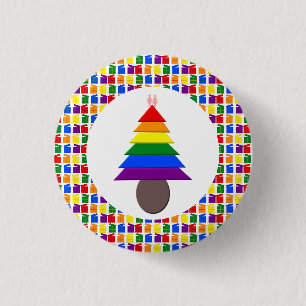 Lesbians Regenboogkerstboom en Cadeaus Ronde Button 3,2 Cm