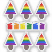 Lesbians Regenboogkerstboom en Cadeaus Sticker (Voorkant)