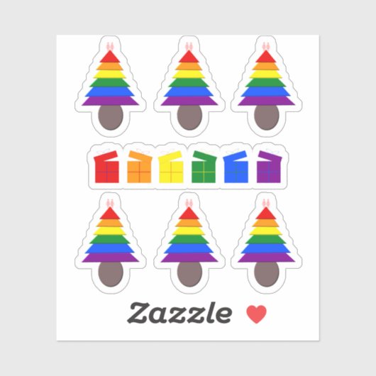 Lesbians Regenboogkerstboom en Cadeaus Sticker (Vel)